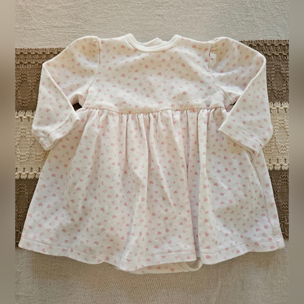 Little Me Pink and White Heart Dress Sz 9M